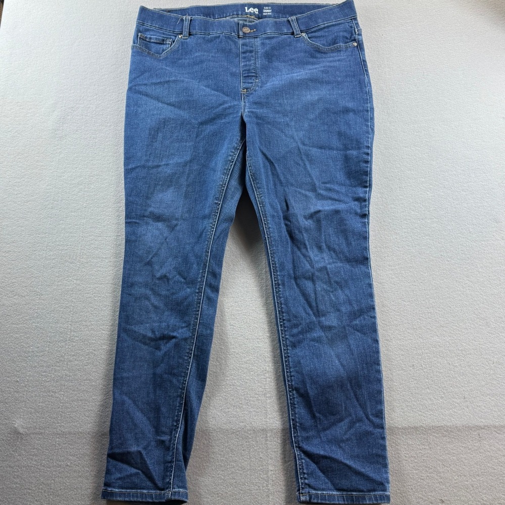 Lee Slim Fit Skinny Jeans Women 18W Blue High Rise Stretch Denim